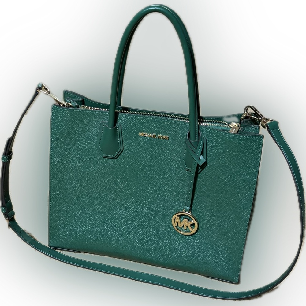Michael Kors Mercer Large Pebbled Tote Bag in Jewel Green NWOT